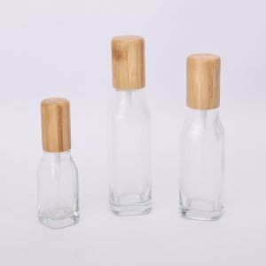 Kvadratisk trä kosmetisk flaska